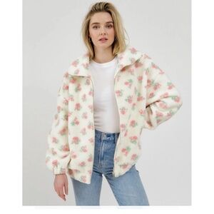 BRUNETTE THE LABEL ALL OVER FLOWER SHERPA JACKET